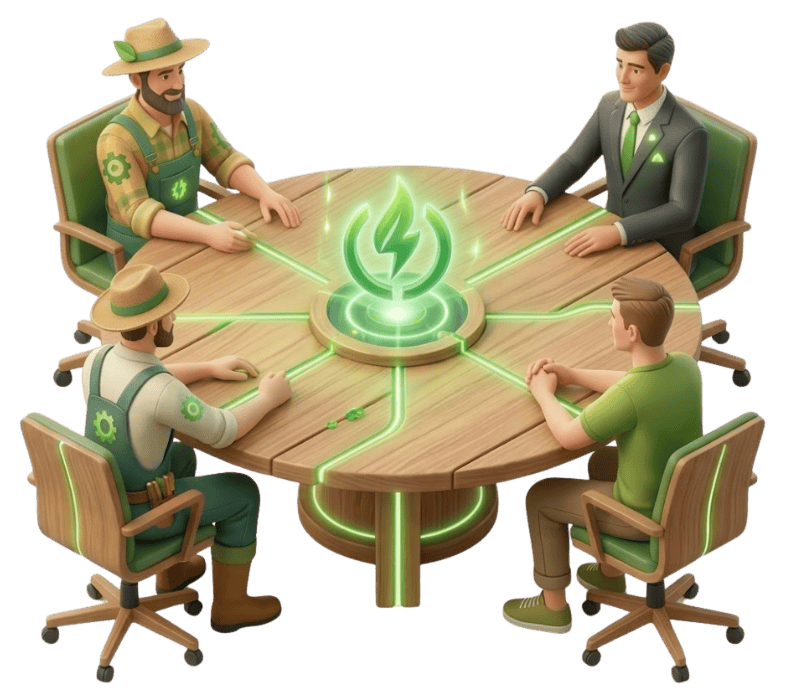 Zarząd i członkowie Spółdzielni Aslandi przy stole