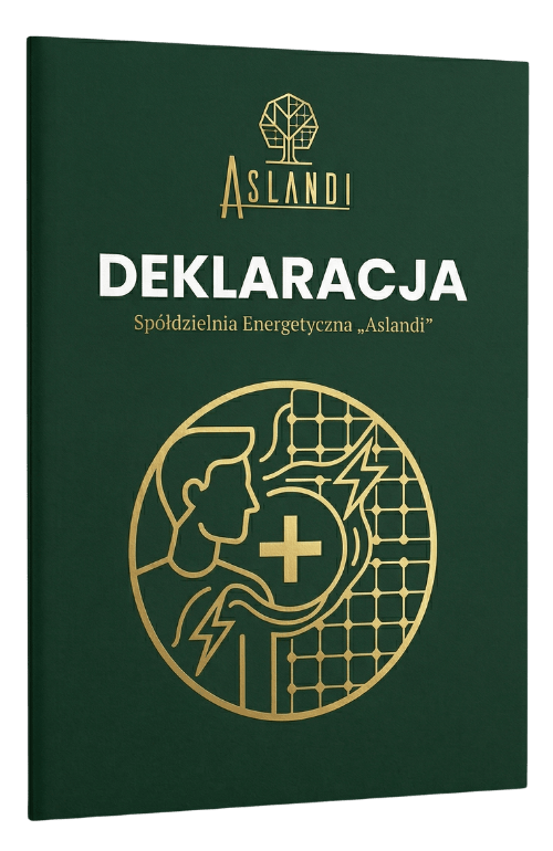 Okładka Deklaracji Członkowskiej Spółdzielni Aslandi