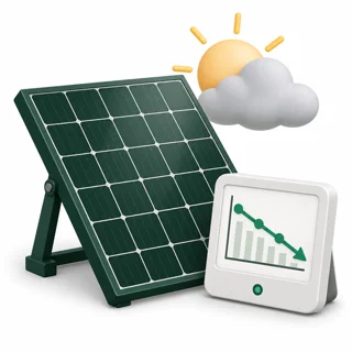 Instalacja fotowoltaiczna z niższą produkcją energii